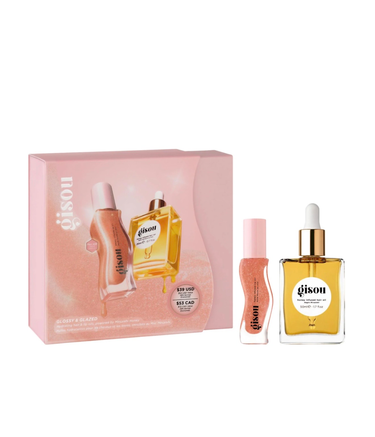Gisou glossy and glazed hair +lip oil 